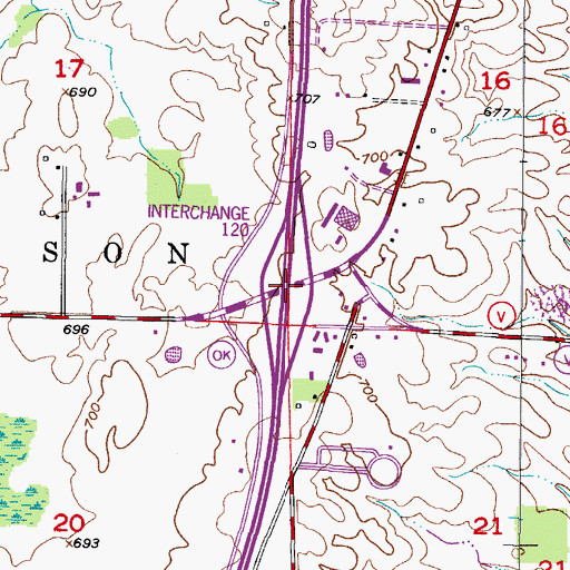 Topographic Map of Interchange 120, WI