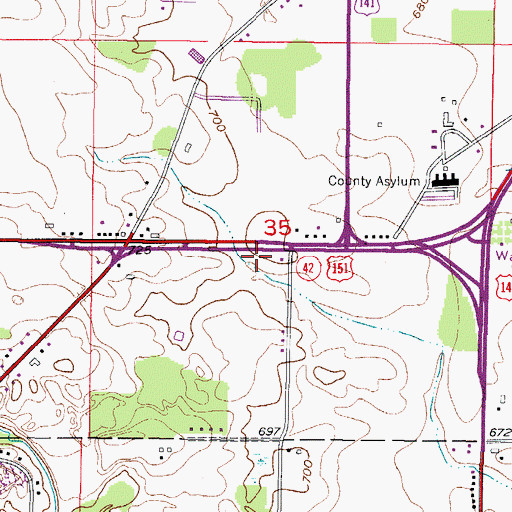 Topographic Map of Interchange 149, WI