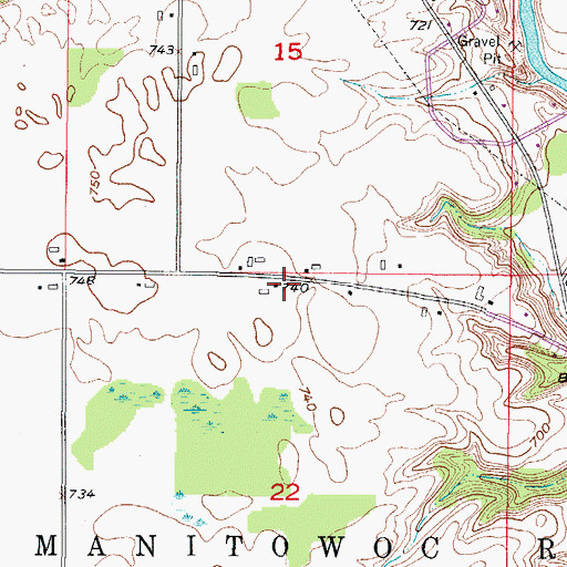 Topographic Map of Interchange 152, WI