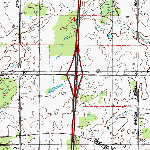 Topographic Map of Interchange 154, WI