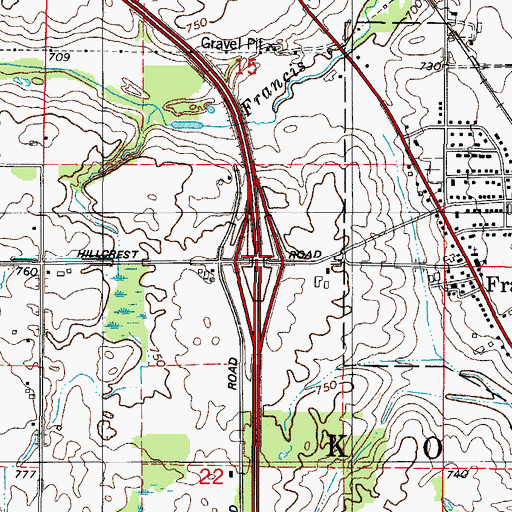 Topographic Map of Interchange 157, WI