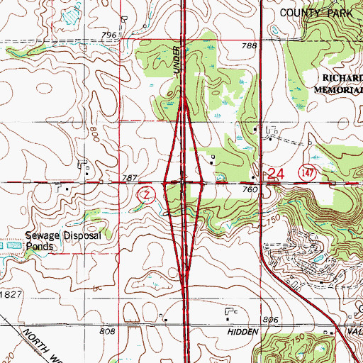 Topographic Map of Interchange 164, WI