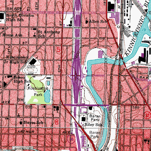 Topographic Map of Interchange 312, WI