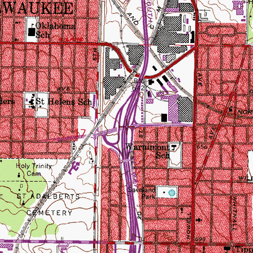 Topographic Map of Interchange 314A, WI