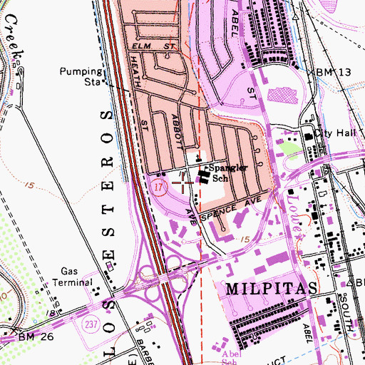 Topographic Map of Anthony Spangler Elementary School, CA