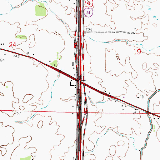 Topographic Map of Interchange 340, WI