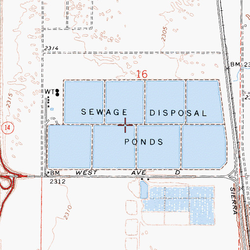 Topographic Map of Lancaster Water Reclamation Plant, CA