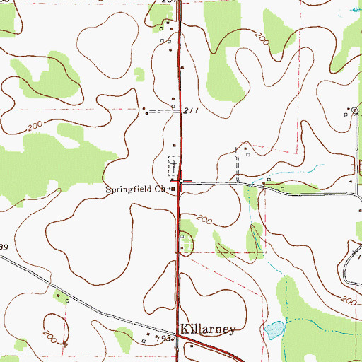 Topographic Map of Springfield (historical), GA