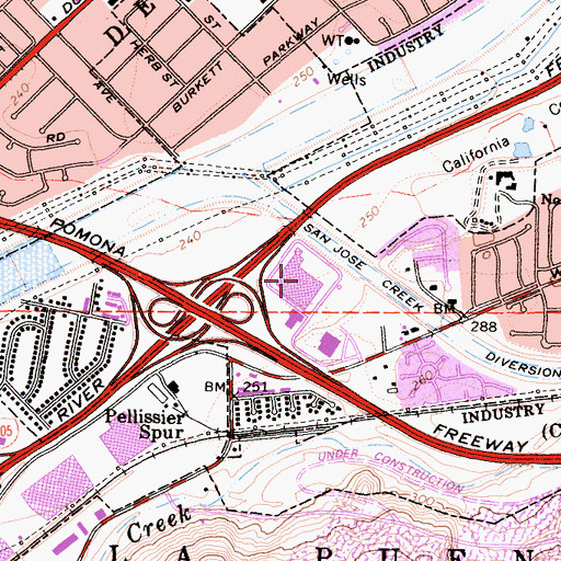 Topographic Map of San Jose Creek Water Reclamation Plant, CA