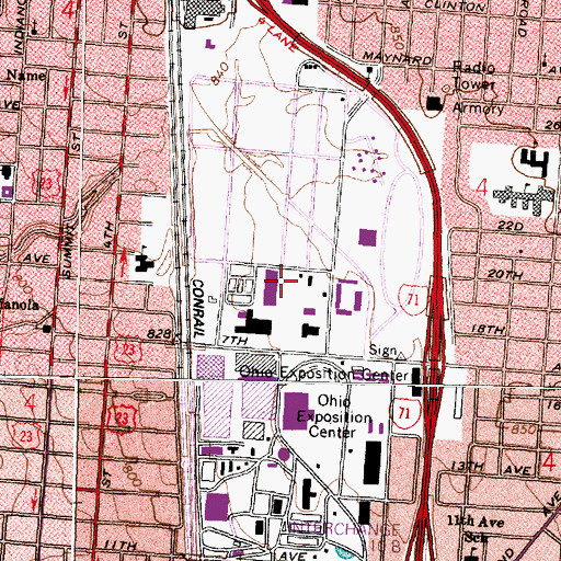 Topographic Map of Lausche Building, OH