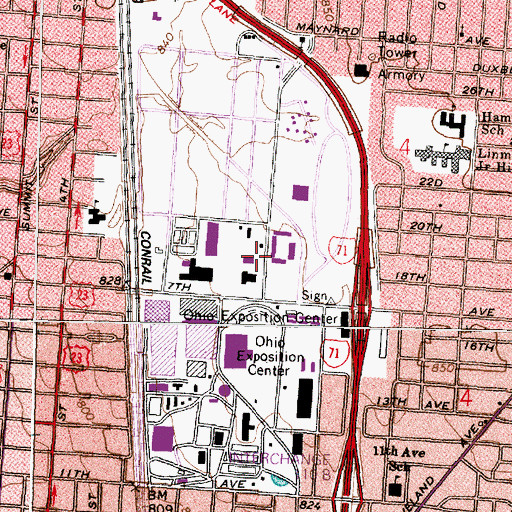 Topographic Map of Expo Hall, OH