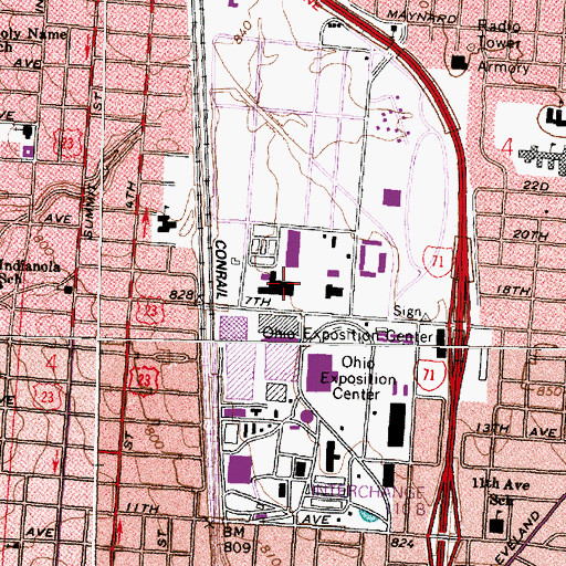 Topographic Map of Rhodes Center, OH