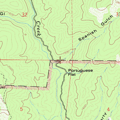 Topographic Map of Spanish Gulch, CA