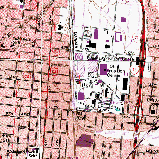 Topographic Map of Cooper Arena, OH