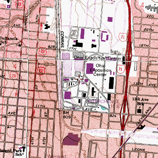 Topographic Map of Ohio Exposition Center Administration Office, OH