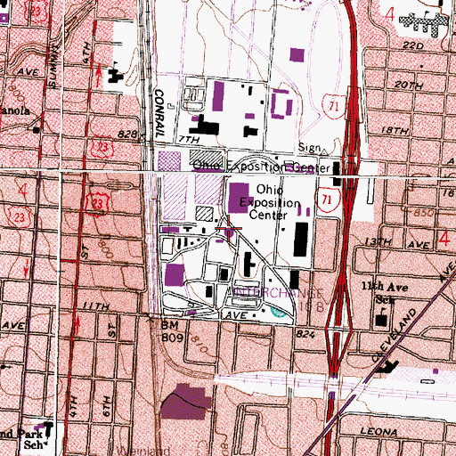 Topographic Map of Ohio Building, OH