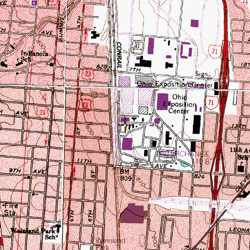 Topographic Map of Voinovich Livestock And Trade Center, OH