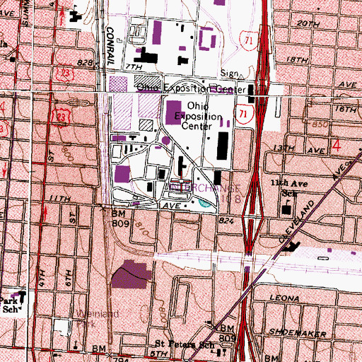 Topographic Map of North Commercial Building, OH