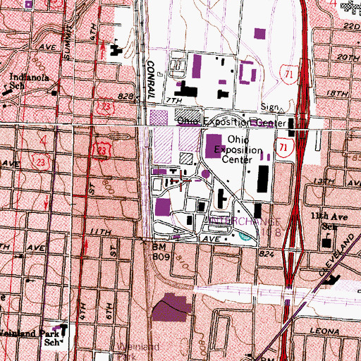 Topographic Map of Heritage Park, OH
