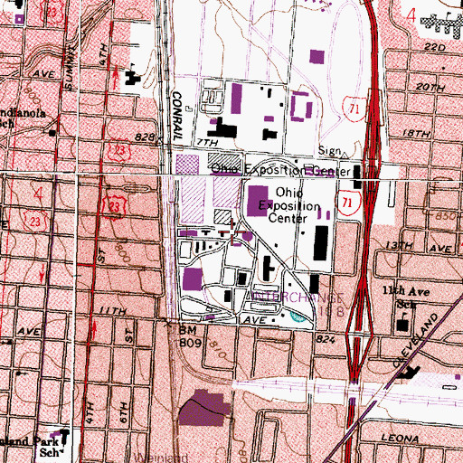 Topographic Map of Central Park, OH