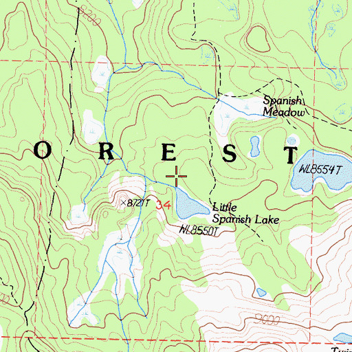 Topographic Map of Spanish Meadow, CA