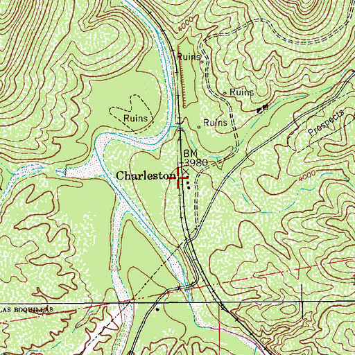 Topographic Map of Charleston Post Office (historical), AZ