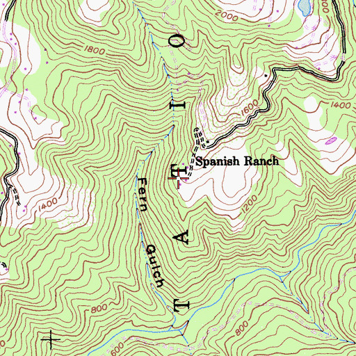 Topographic Map of Spanish Ranch, CA