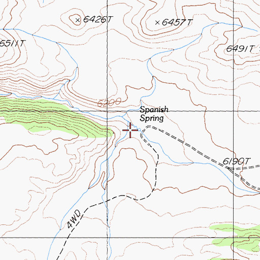 Topographic Map of Spanish Spring, CA