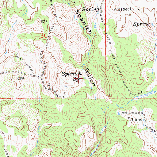 Topographic Map of Spanish Spring, CA