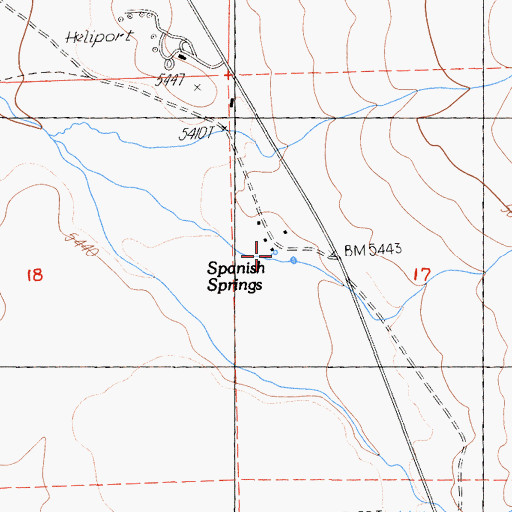 Topographic Map of Spanish Springs, CA