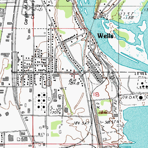 Topographic Map of Wells Post Office, MI