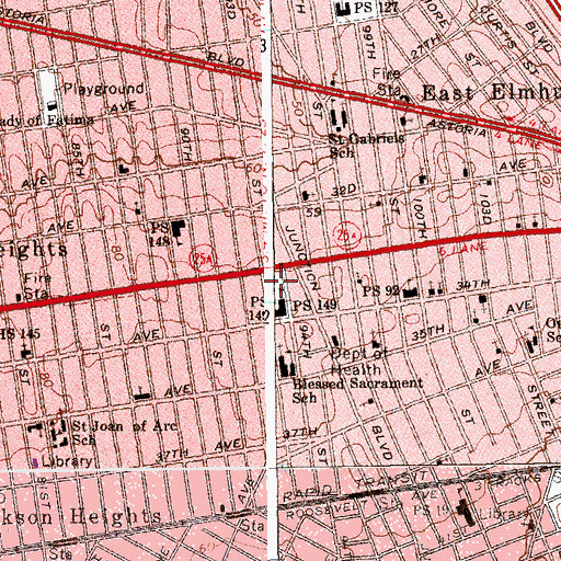 Topographic Map of Northern Playground, NY