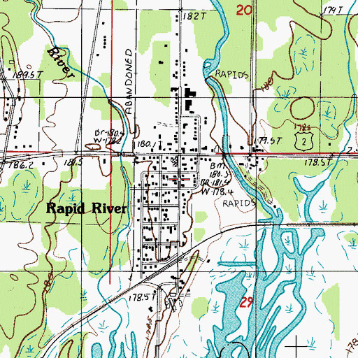 Topographic Map of Rapid River Post Office, MI
