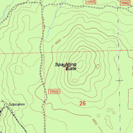 Topographic Map of Spaulding Butte, CA
