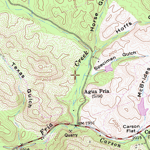 Topographic Map of Specimen Gulch, CA