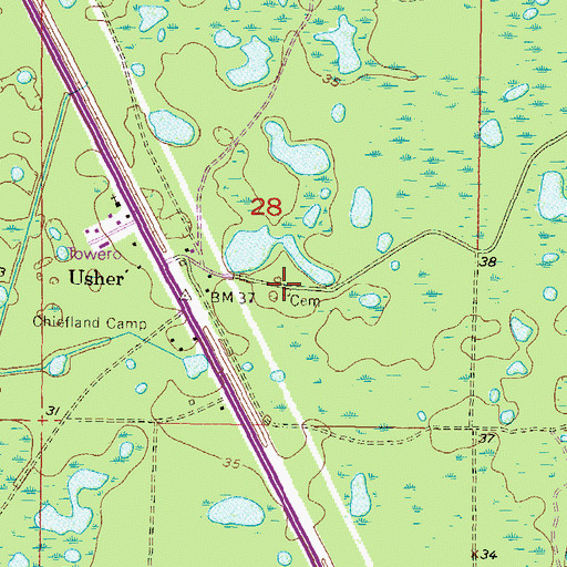 Topographic Map of Usher Family Cemetery, FL