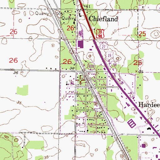 Topographic Map of Hardeetown Baptist Church, FL