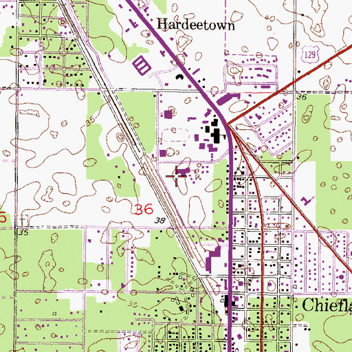 Topographic Map of Chiefland Middle School, FL