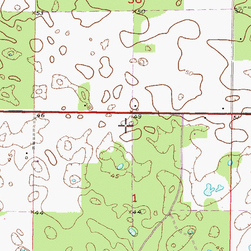 Topographic Map of Chiefland East Cell Phone Tower, FL