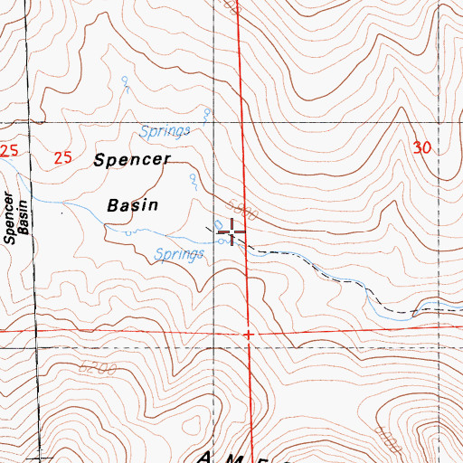 Topographic Map of Spencer Basin, CA