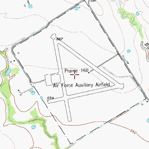 Topographic Map of Prairie Hill Air Force Auxiliary Airfield (historical), TX