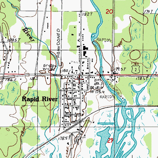 Topographic Map of Rapid River High School, MI
