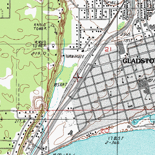 Topographic Map of Gladstone Station, MI