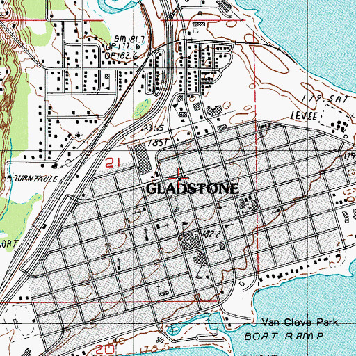 Topographic Map of Gladstone Post Office, MI