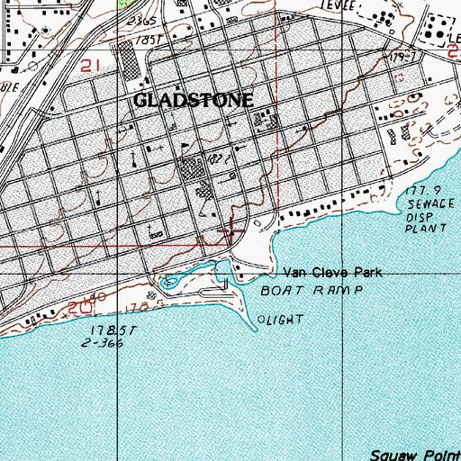 Topographic Map of Michigan State Police District 8 Gladstone Post 84, MI