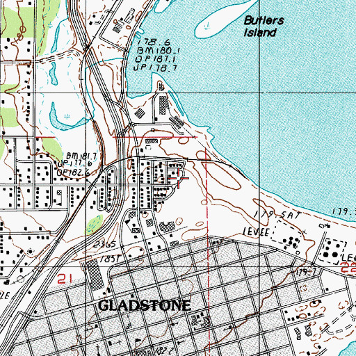 Topographic Map of Gladstone Public Safety Department, MI