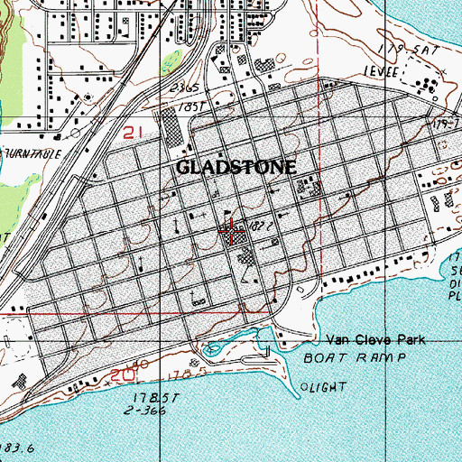 Topographic Map of Gladstone Public Library, MI