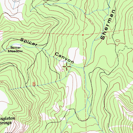 Topographic Map of Spicer Canyon, CA