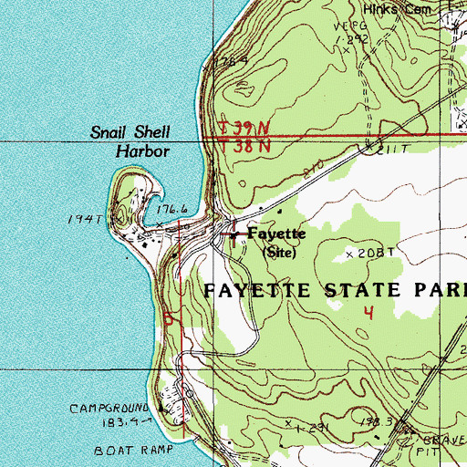 Topographic Map of Fayette Museum, MI
