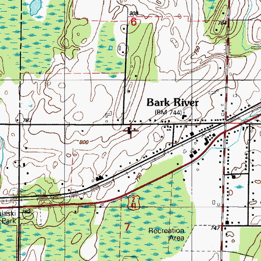 Topographic Map of Bark River Bible Church, MI